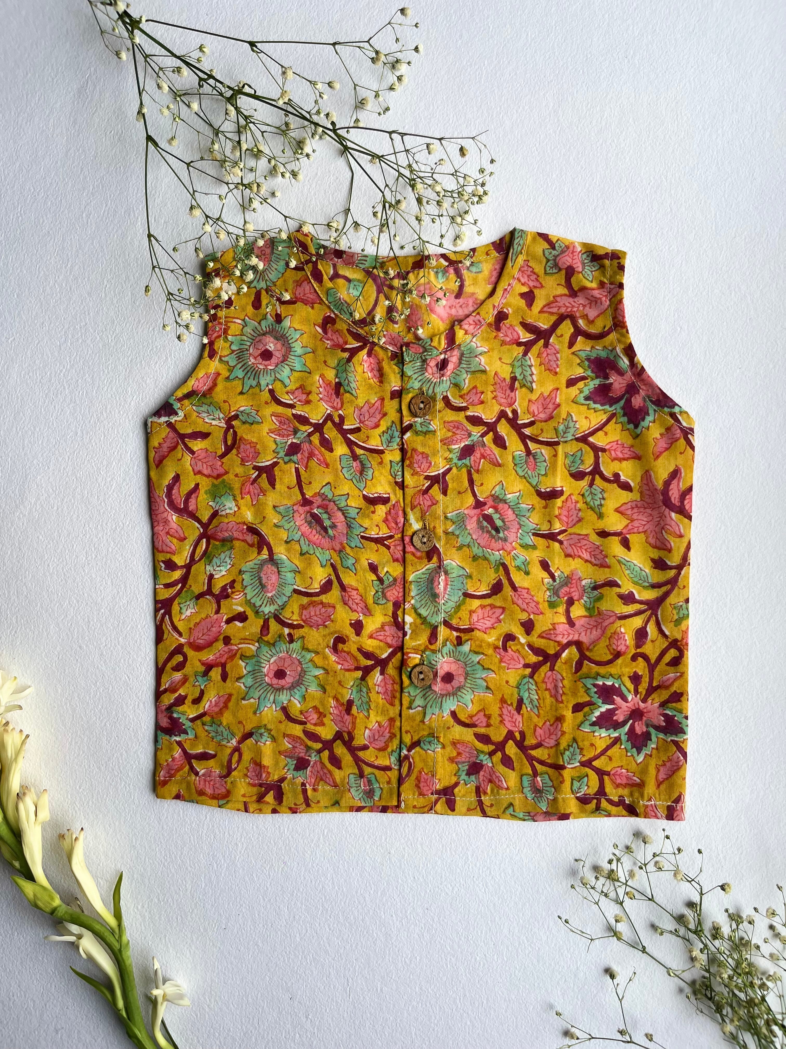 Shuddhi  Yellow and Pink Jhabla set