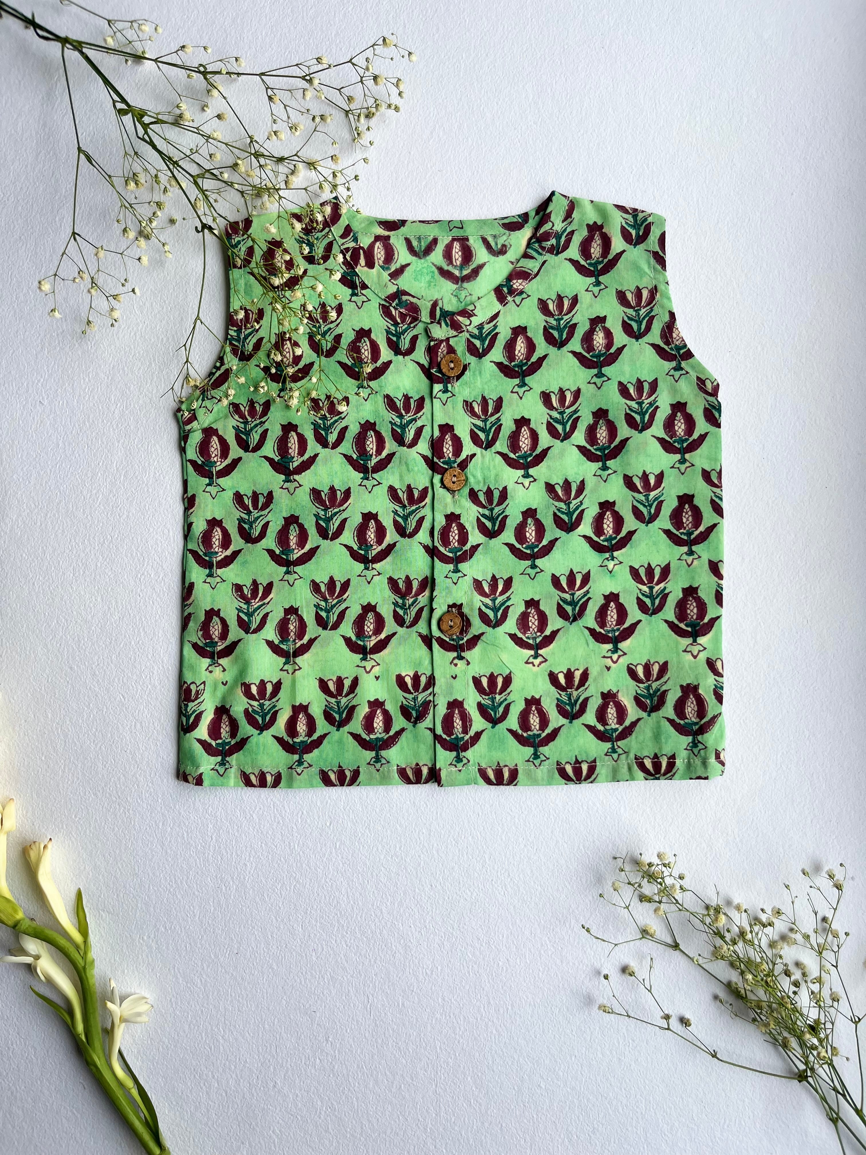 Shuddhi  Mint Green Jhabla set