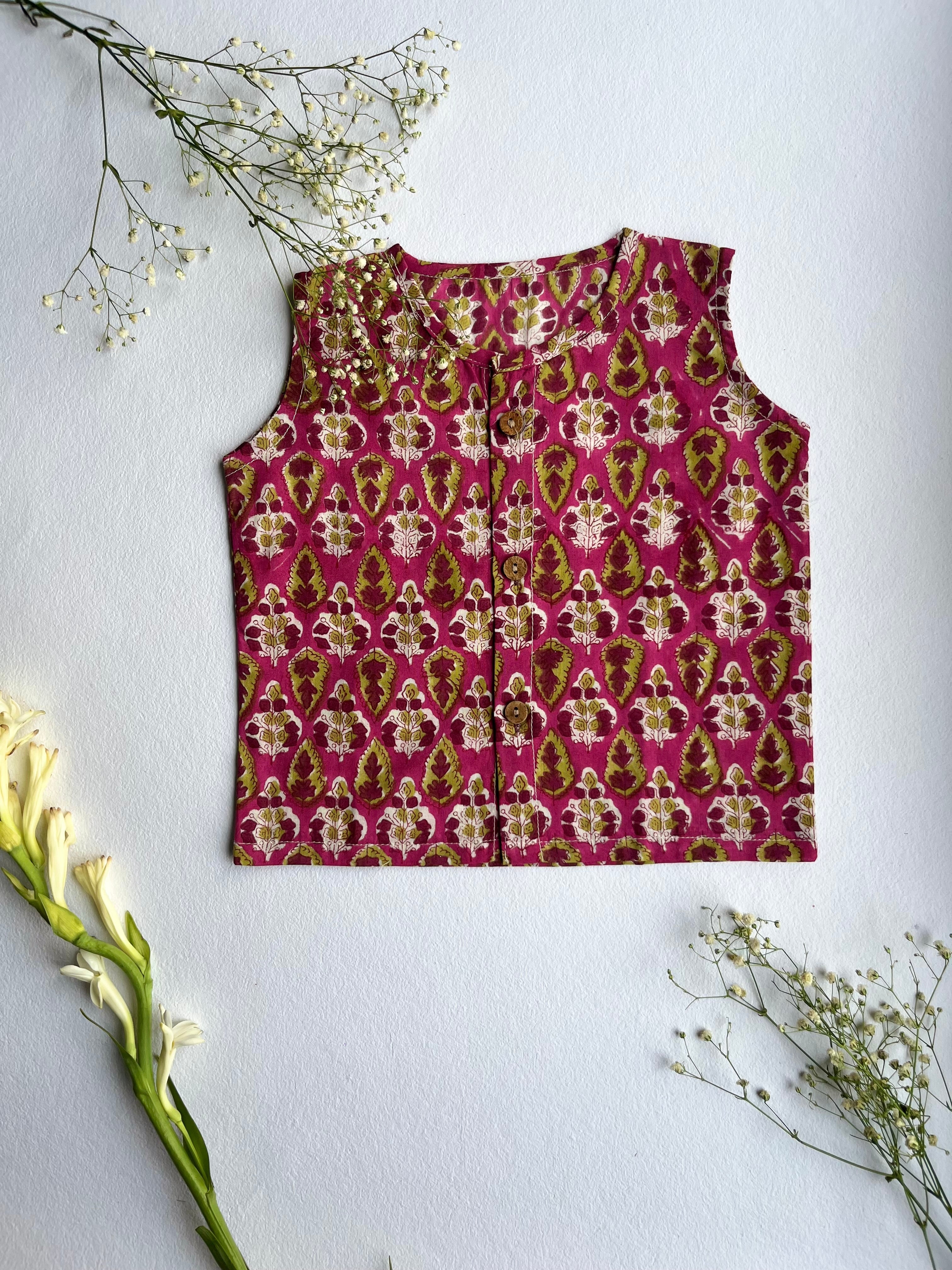 Shuddhi  Pink and Green Jhabla set