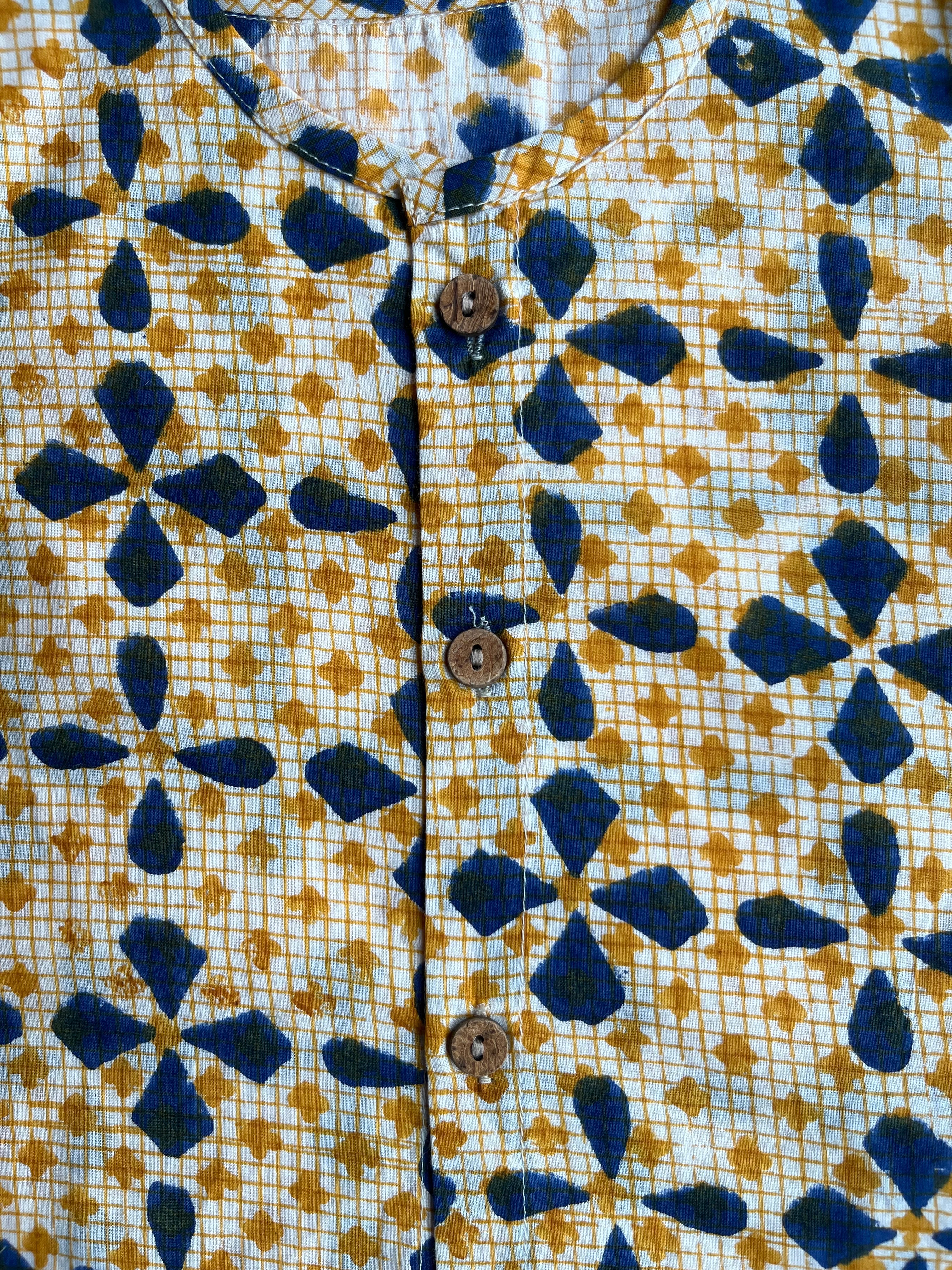 Shuddhi  Beige and Blue Jhabla set