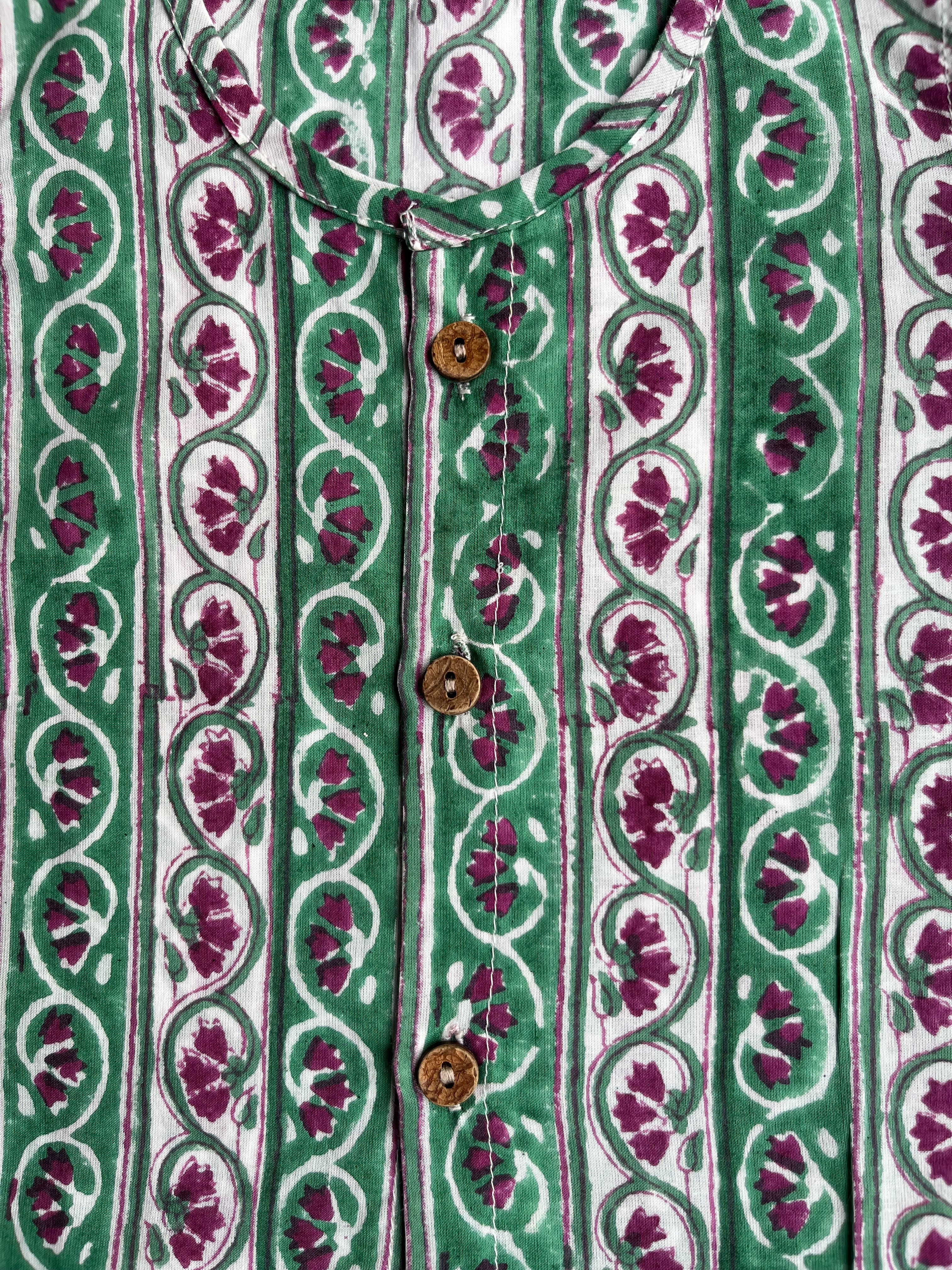 Shuddhi  Green and White Jhabla set