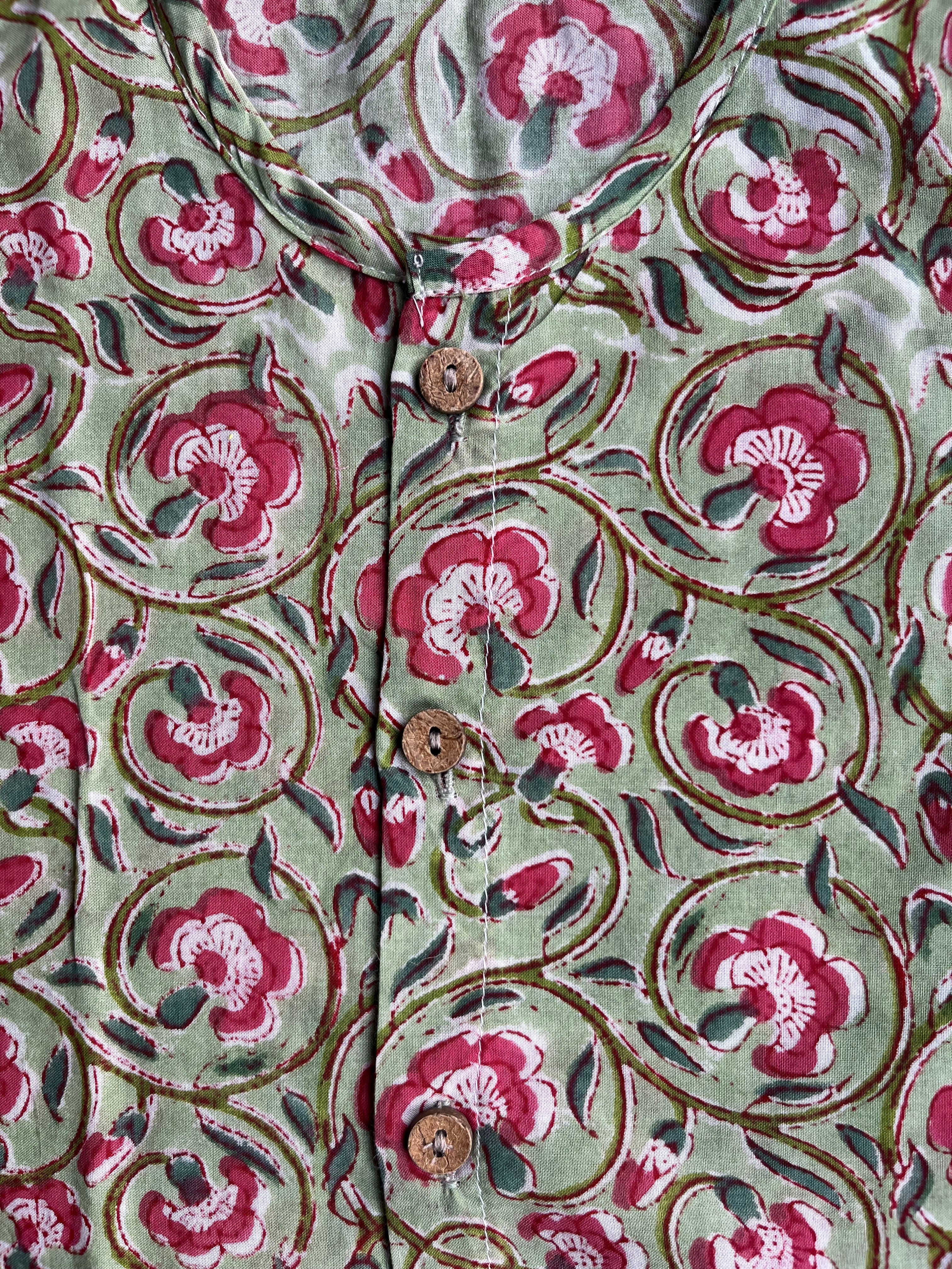 Shuddhi Light green And Red  Jhabla set