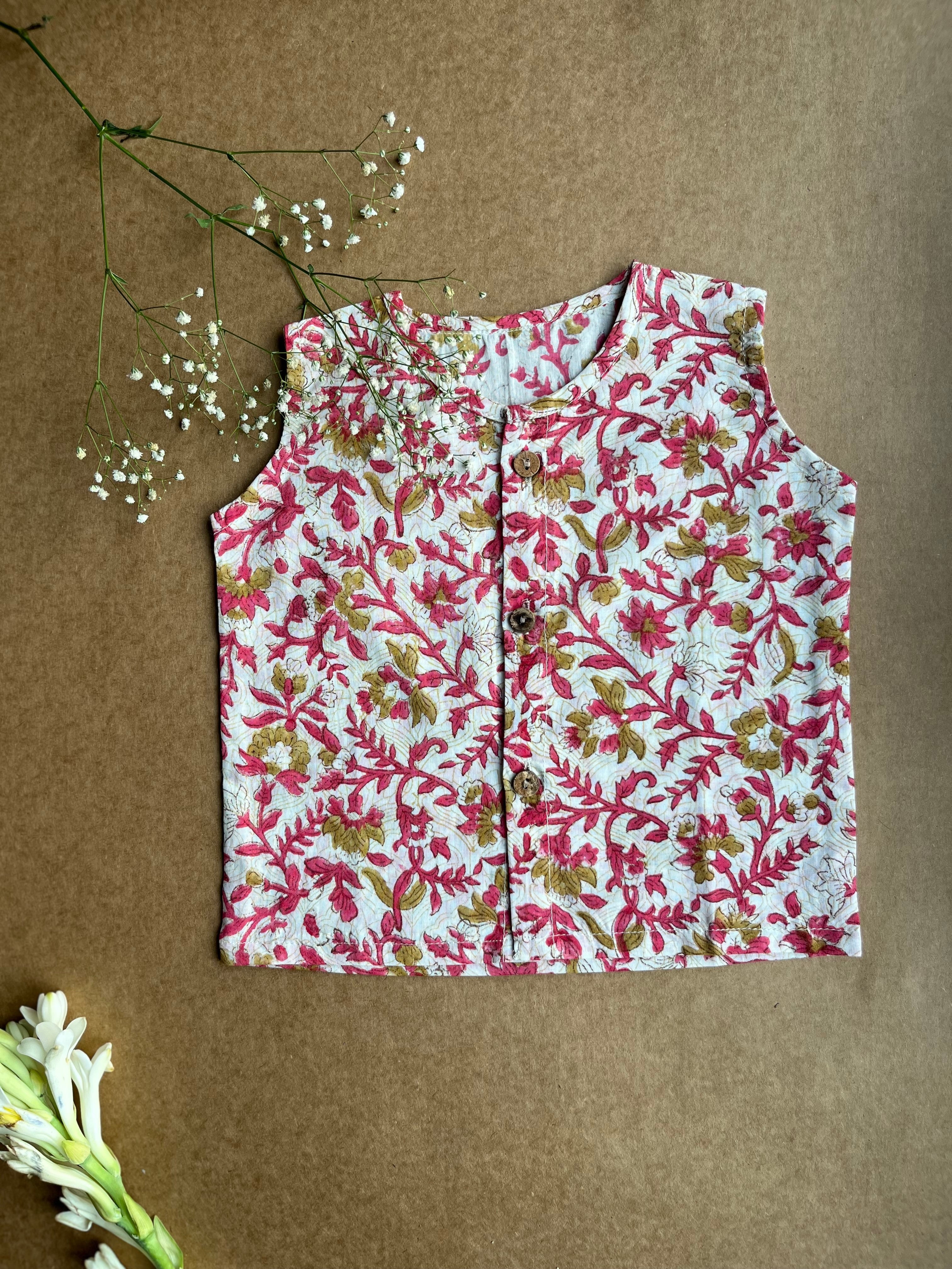 Shuddhi Pink and Mustard Jhabla set