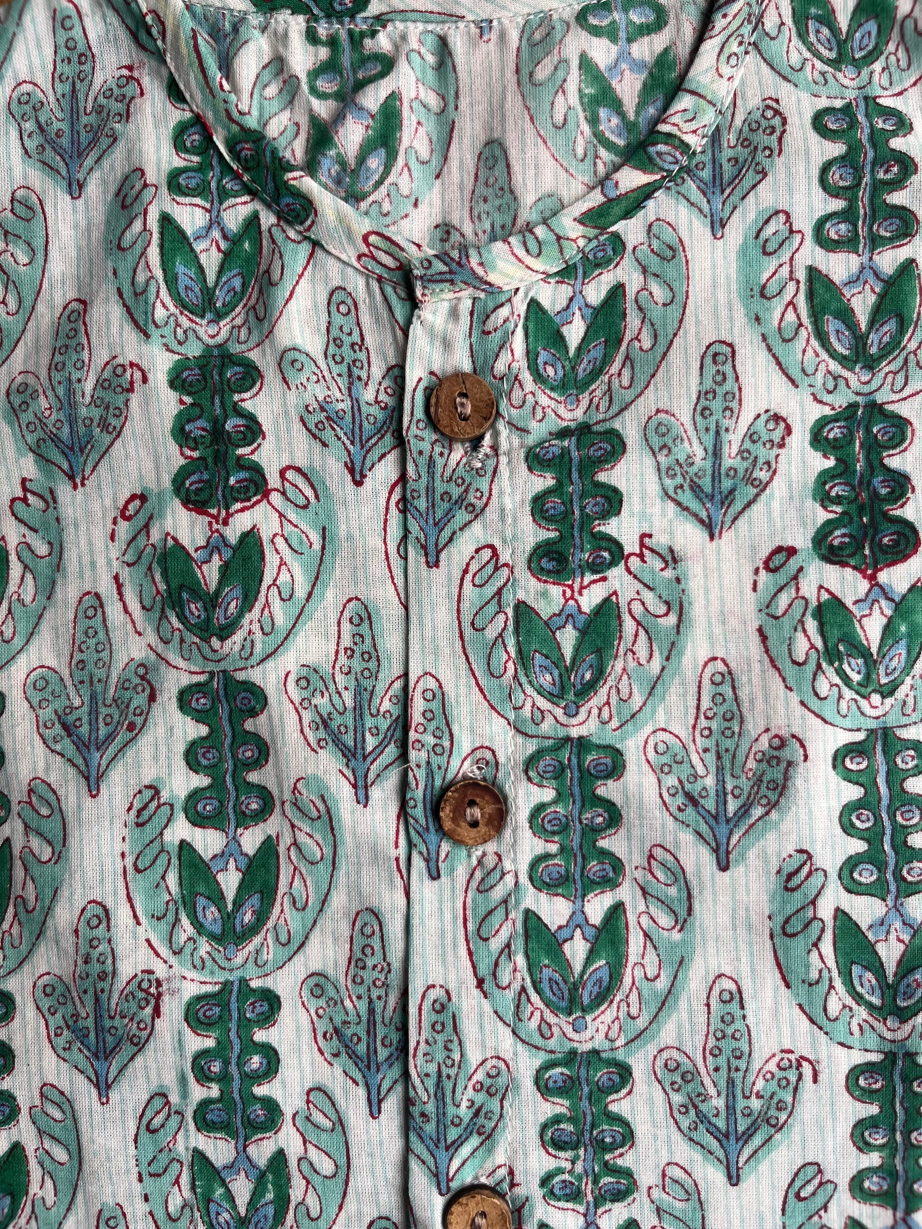 Shuddhi White and Green Jhabla set