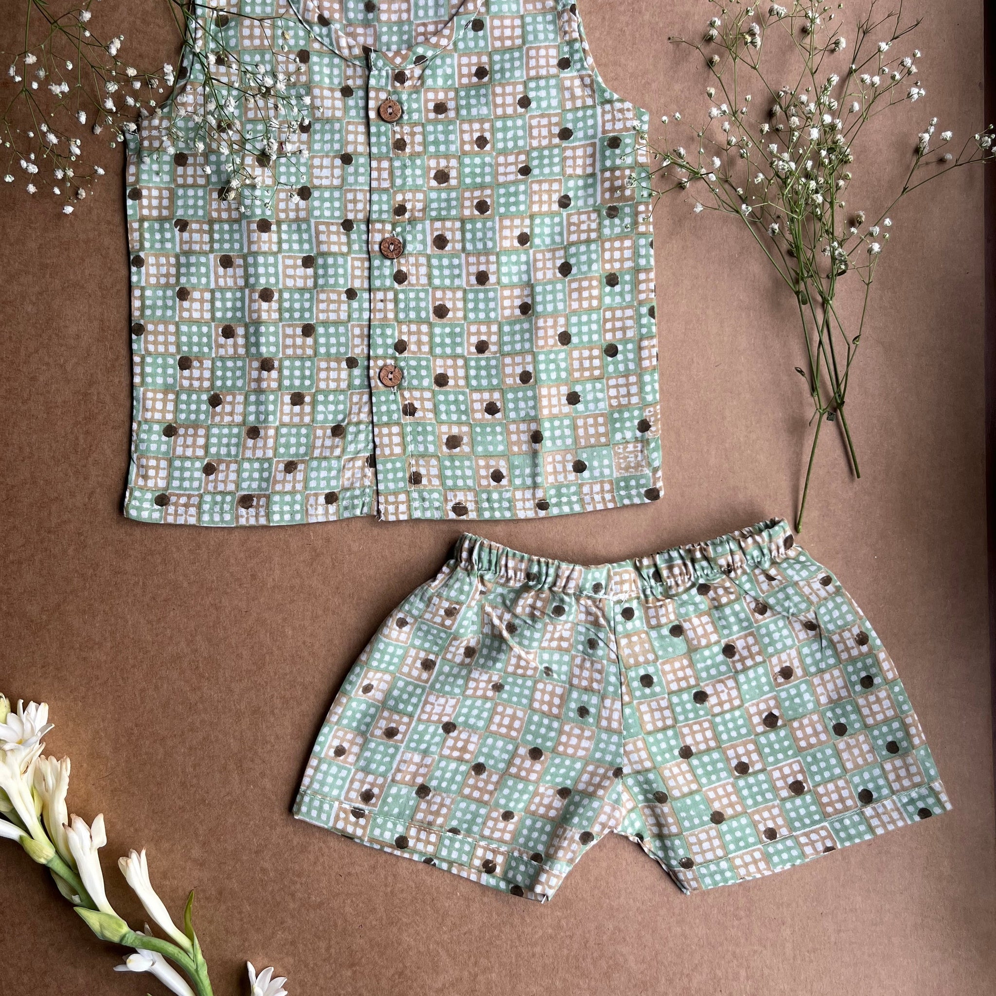 Shuddhi White and Brown  Jhabla set