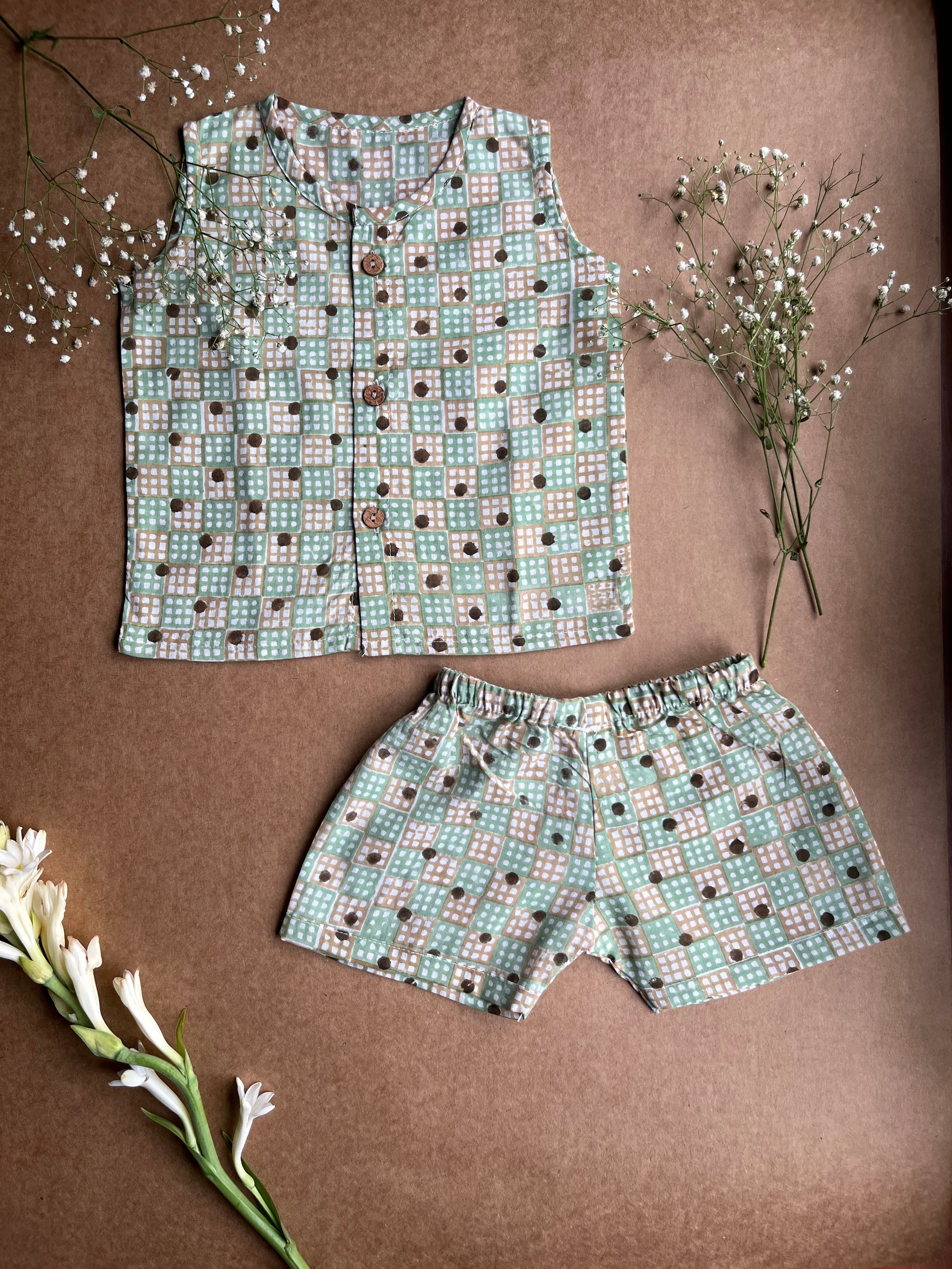 Shuddhi White and Brown  Jhabla set