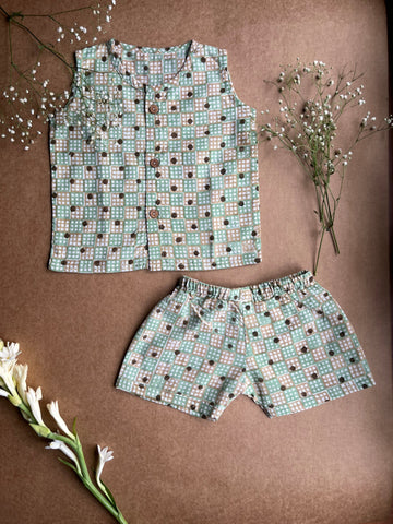 Shuddhi White and Brown  Jhabla set