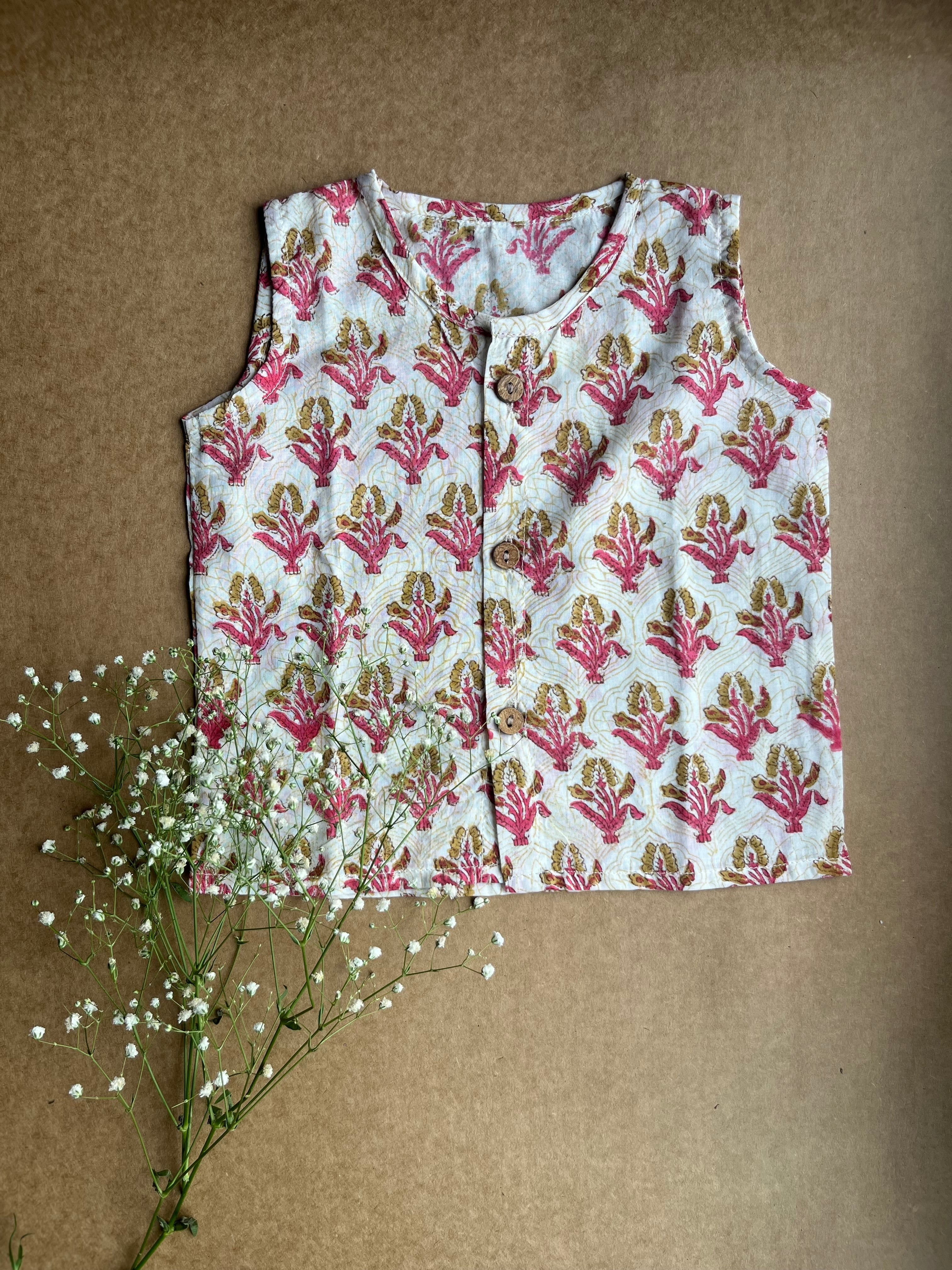Shuddhi Pink and mustard Jhabla set