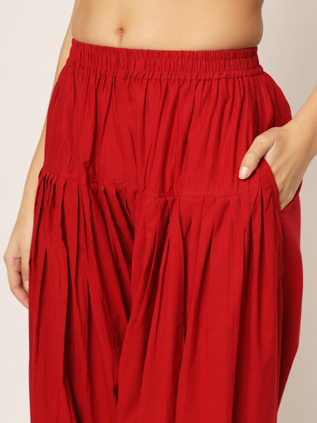 Vermillion Red Patiala Pant