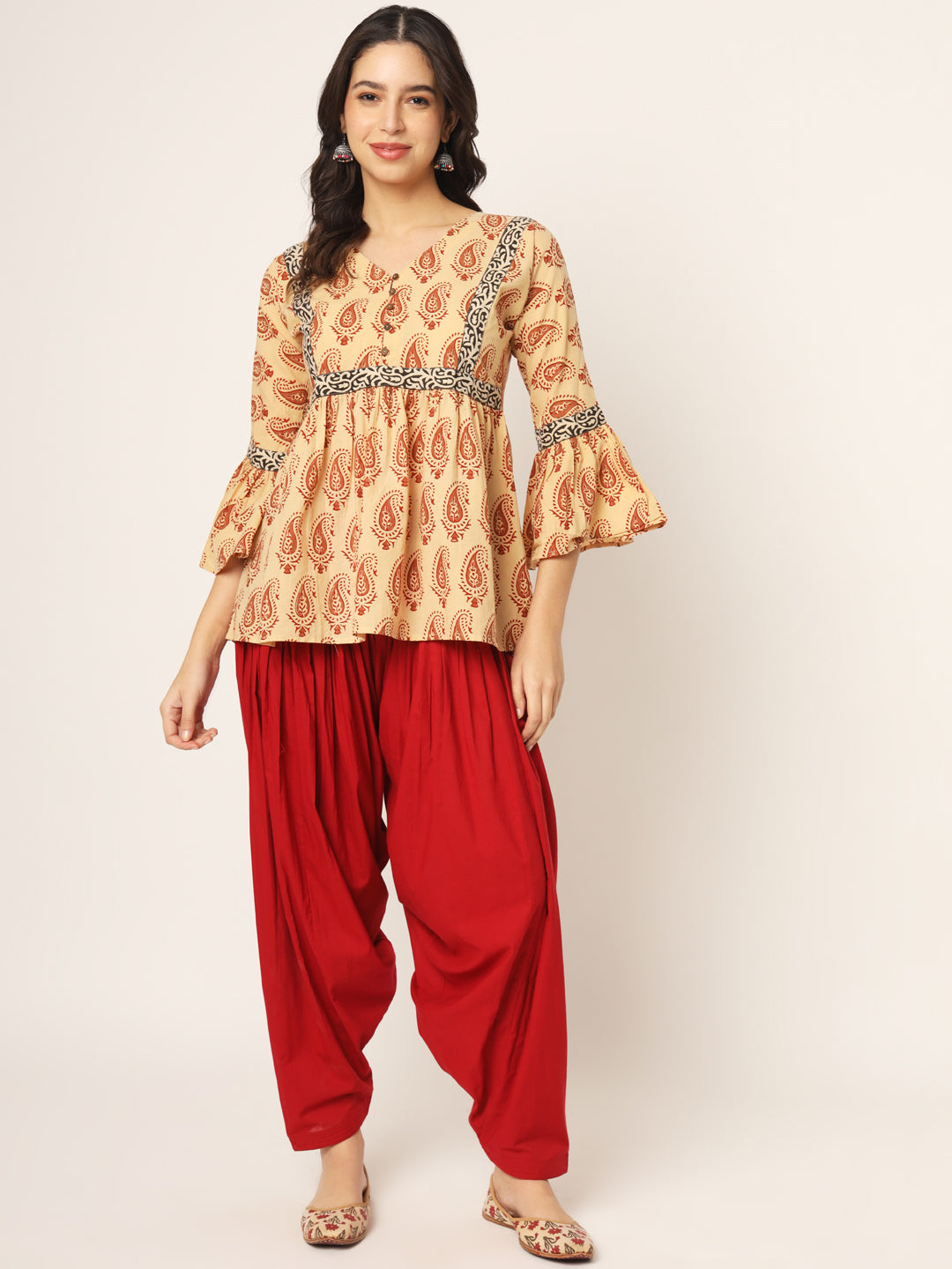 Vermillion Red Patiala Pant