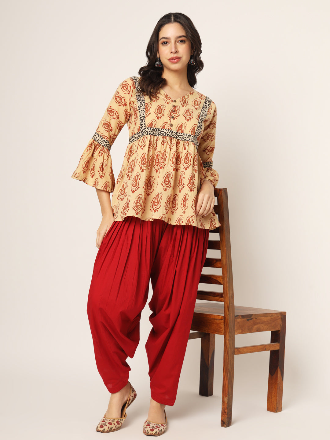 Vermillion Red Patiala Pant