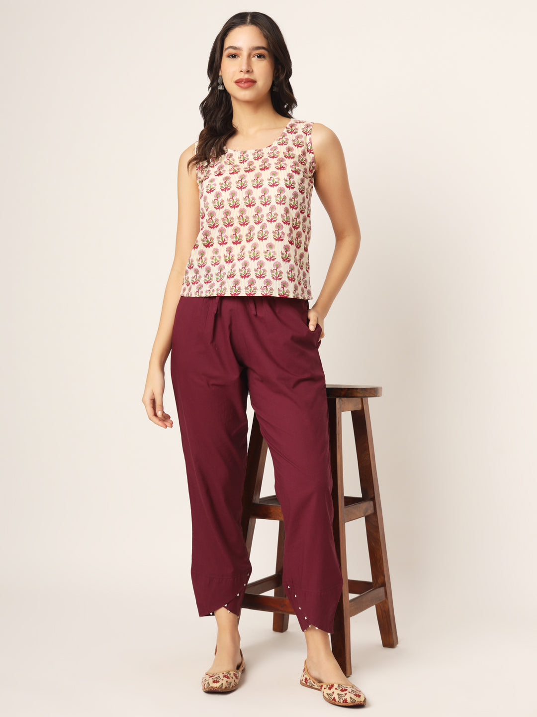 Maroon Tulip Pants