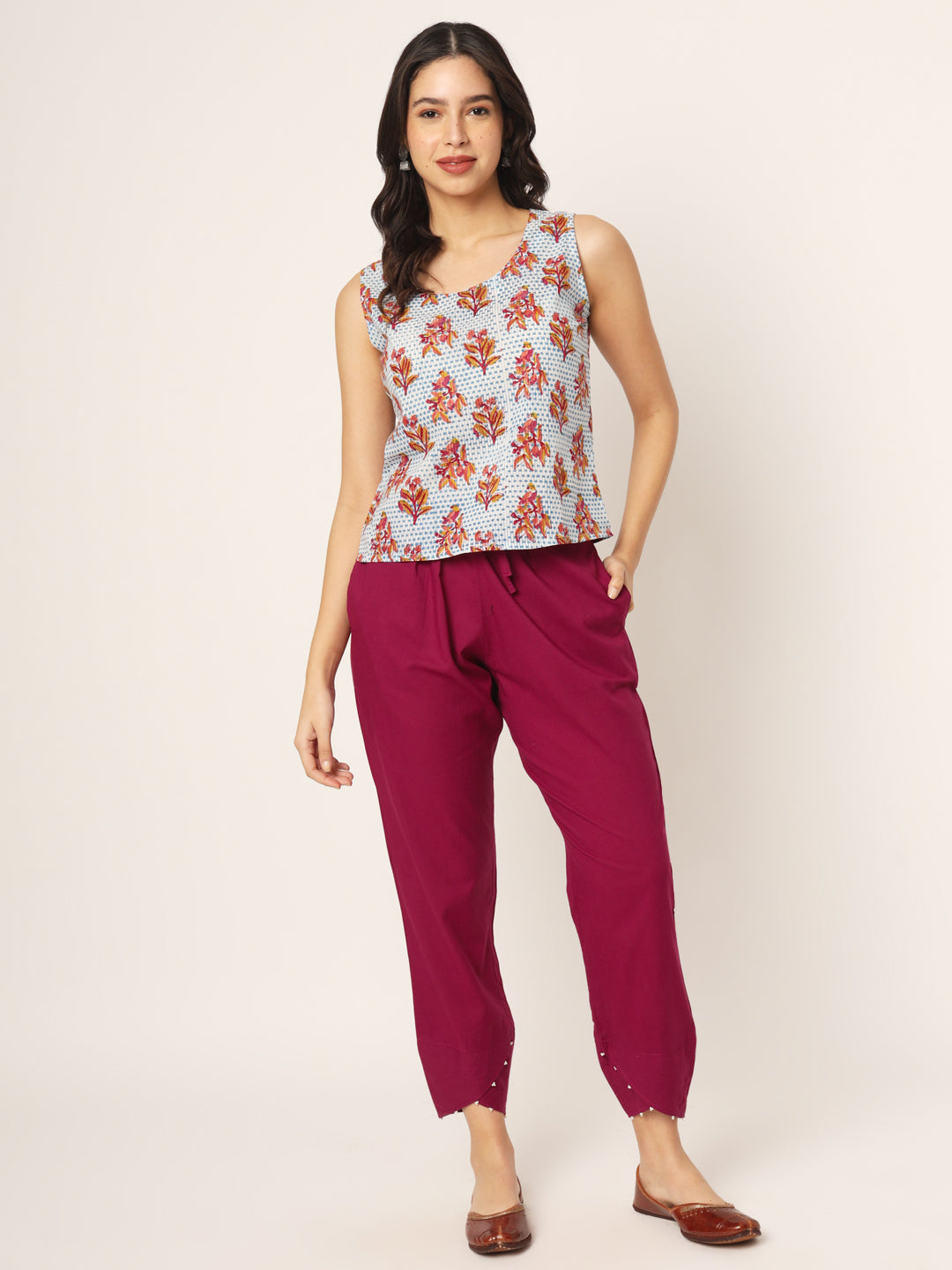Vermillion Red Tulip Pants