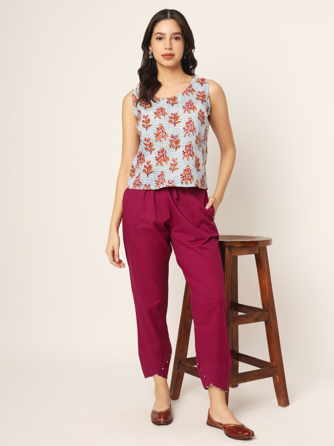 Vermillion Red Tulip Pants