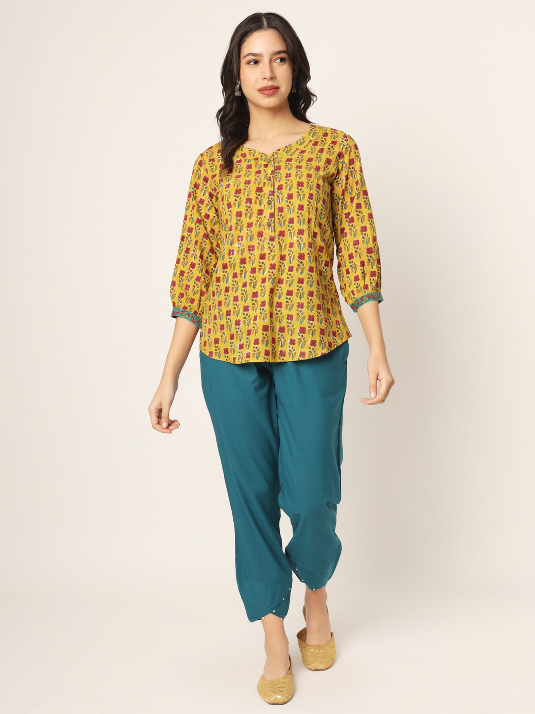Teal Tulip Pants