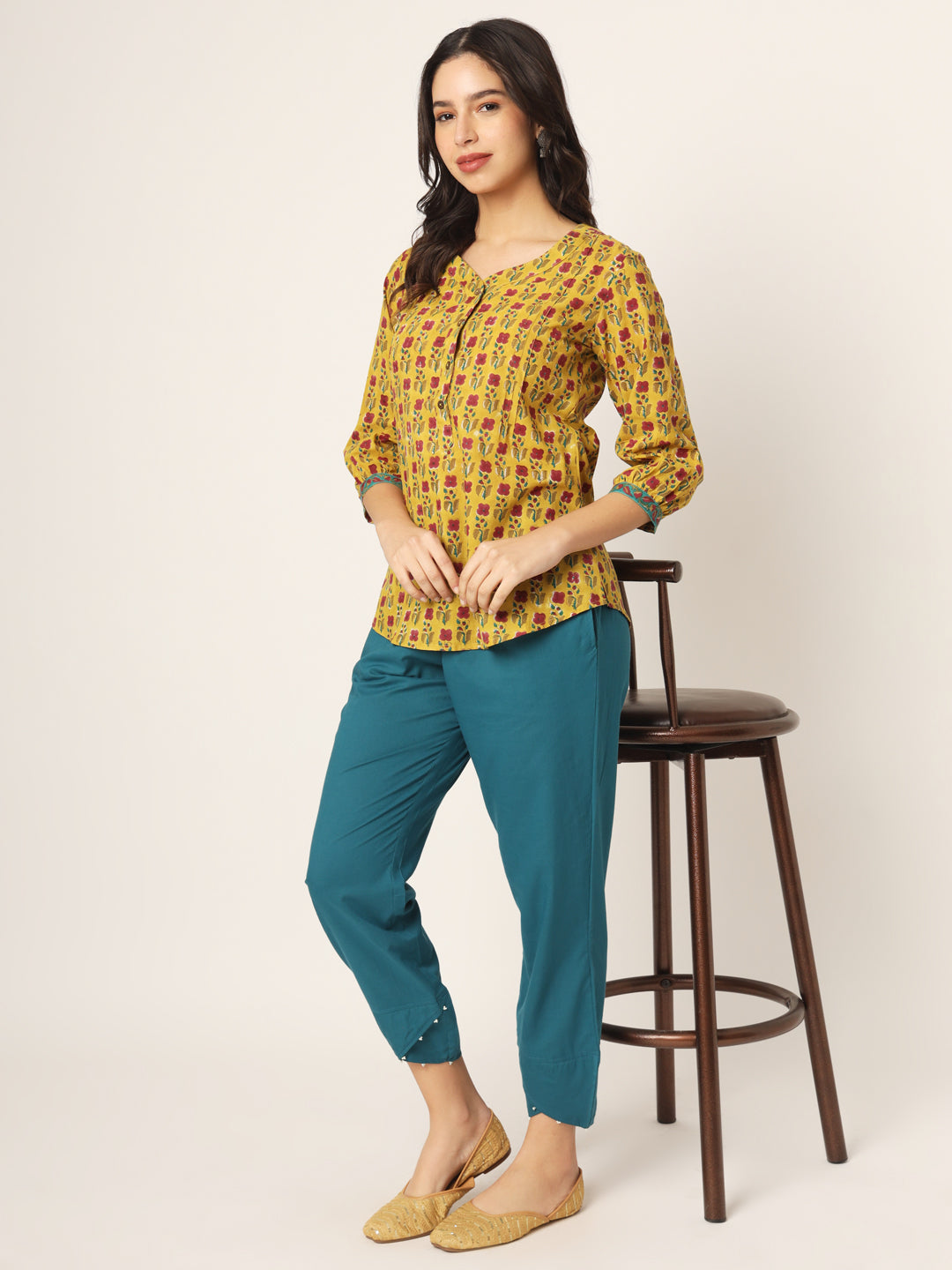 Teal Tulip Pants