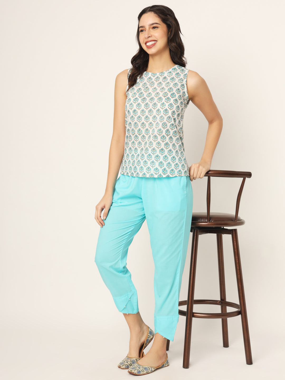 Cyan Tulip Pants