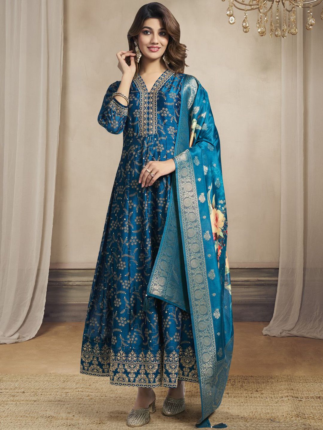 Label khoj Beautiful Anarkali kurta With Pant and Dupatta Set