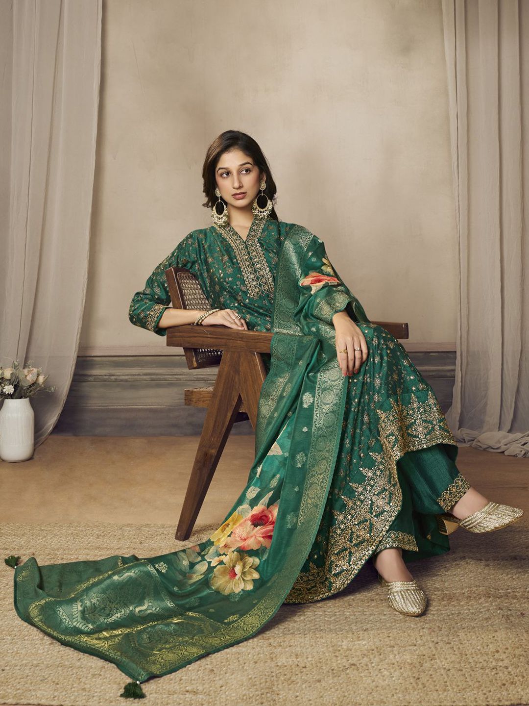 Label khoj Beautiful Anarkali kurta With Pant and Dupatta Set