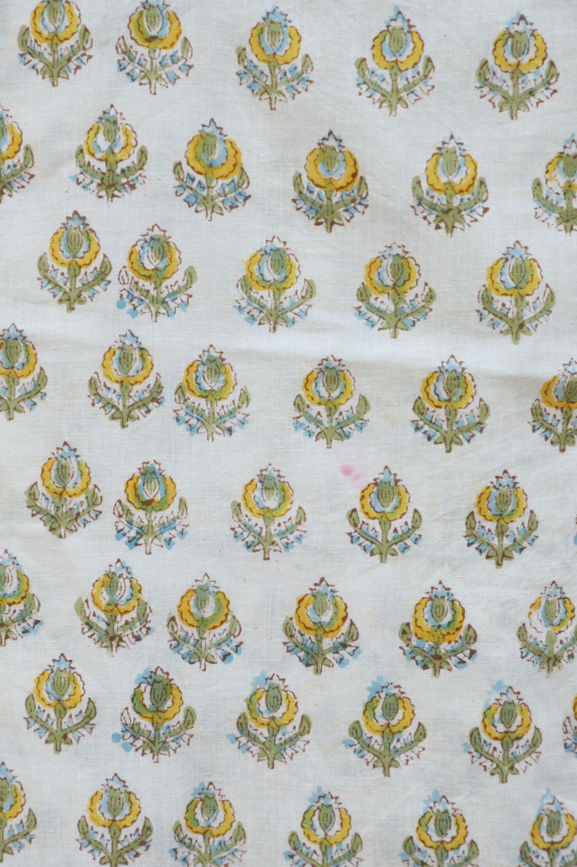 Off White & Yellow Cotton Kurta