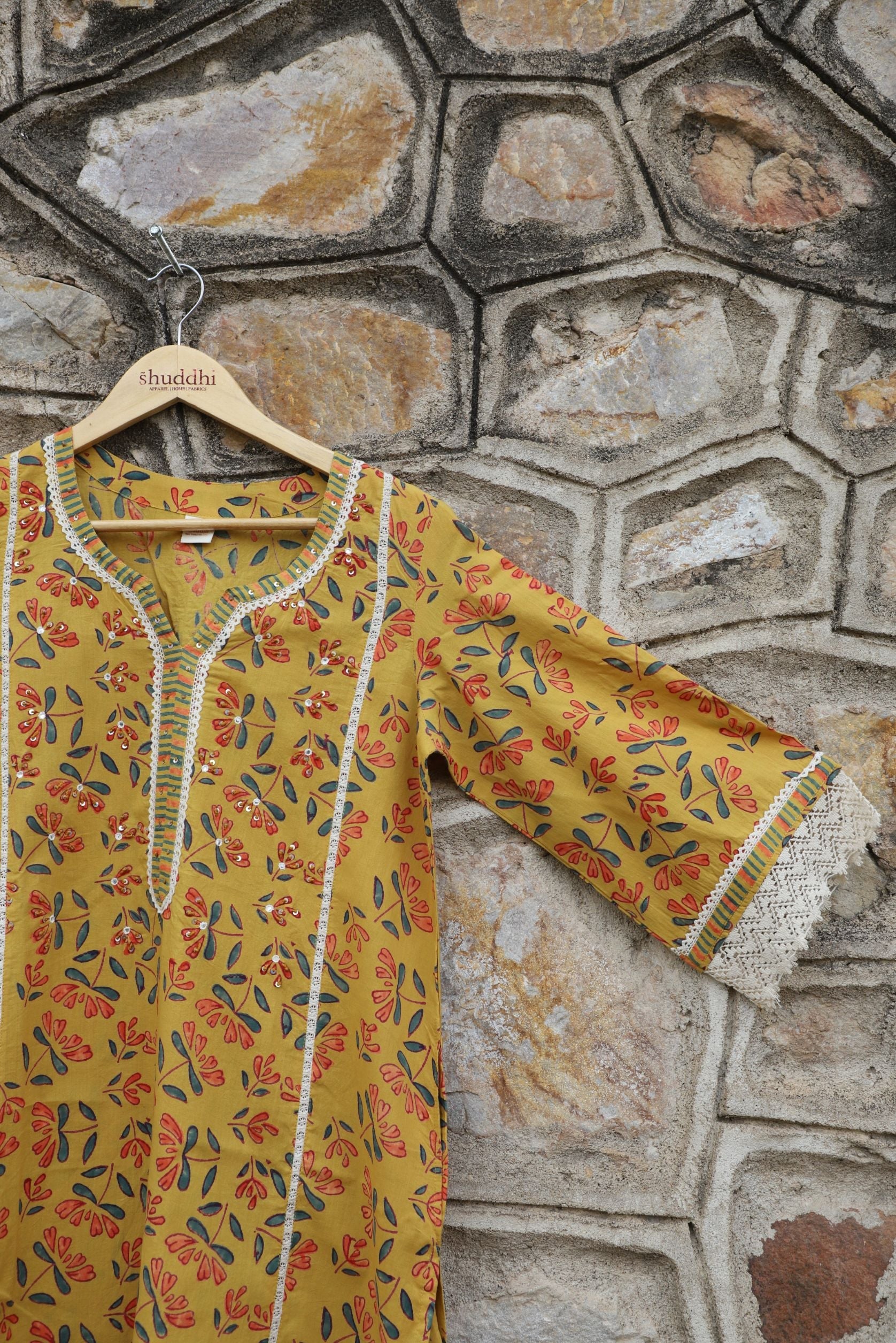 Orange Gold Yellow A line Kurta
