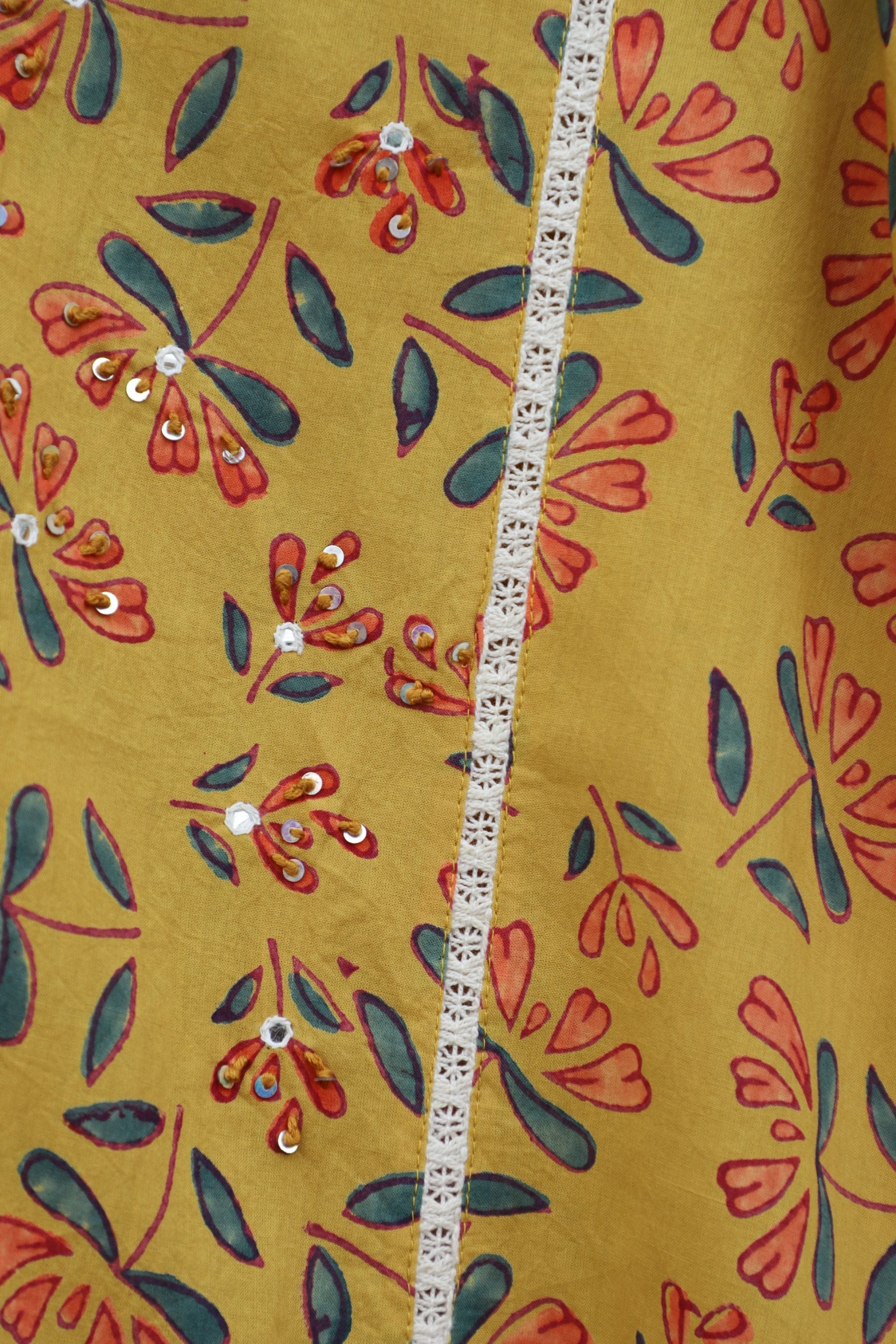 Orange Gold Yellow A line Kurta