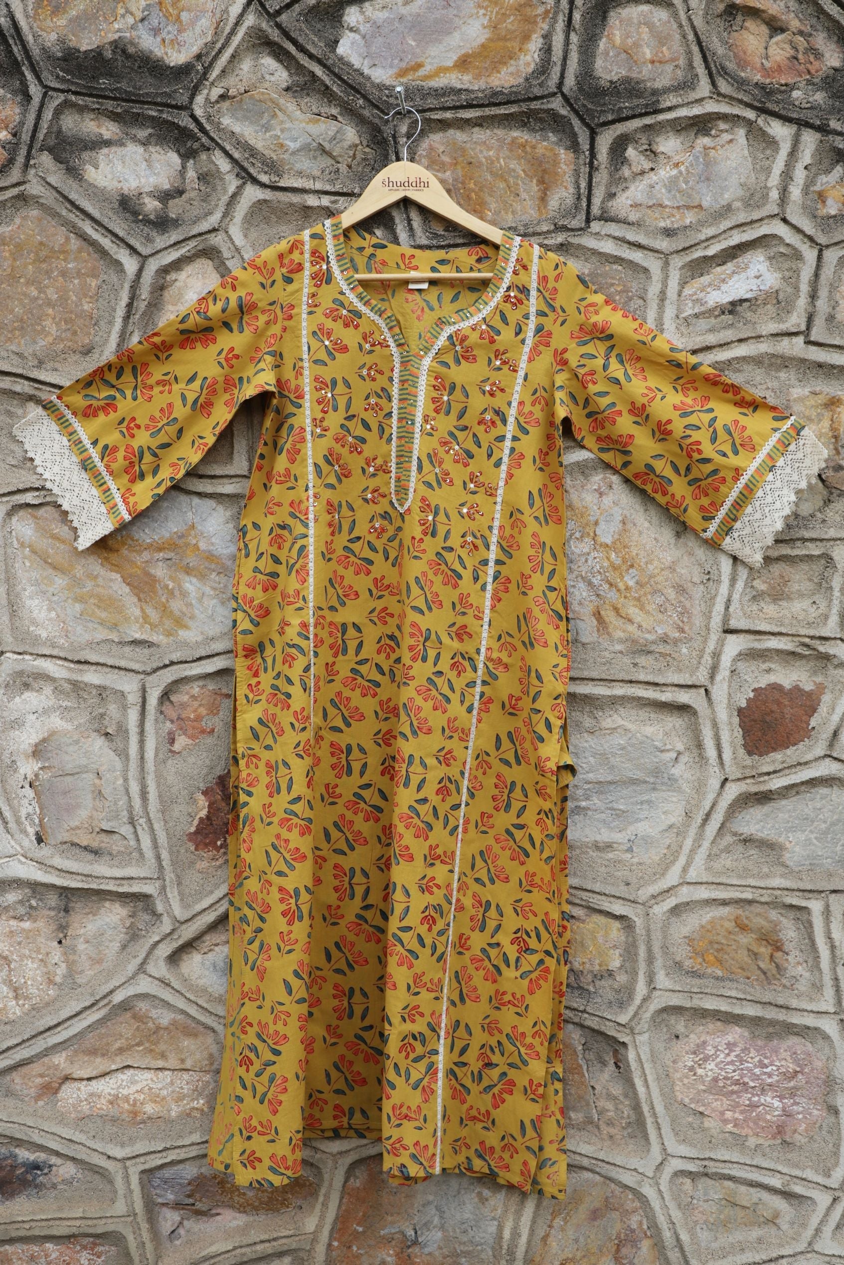 Orange Gold Yellow A line Kurta