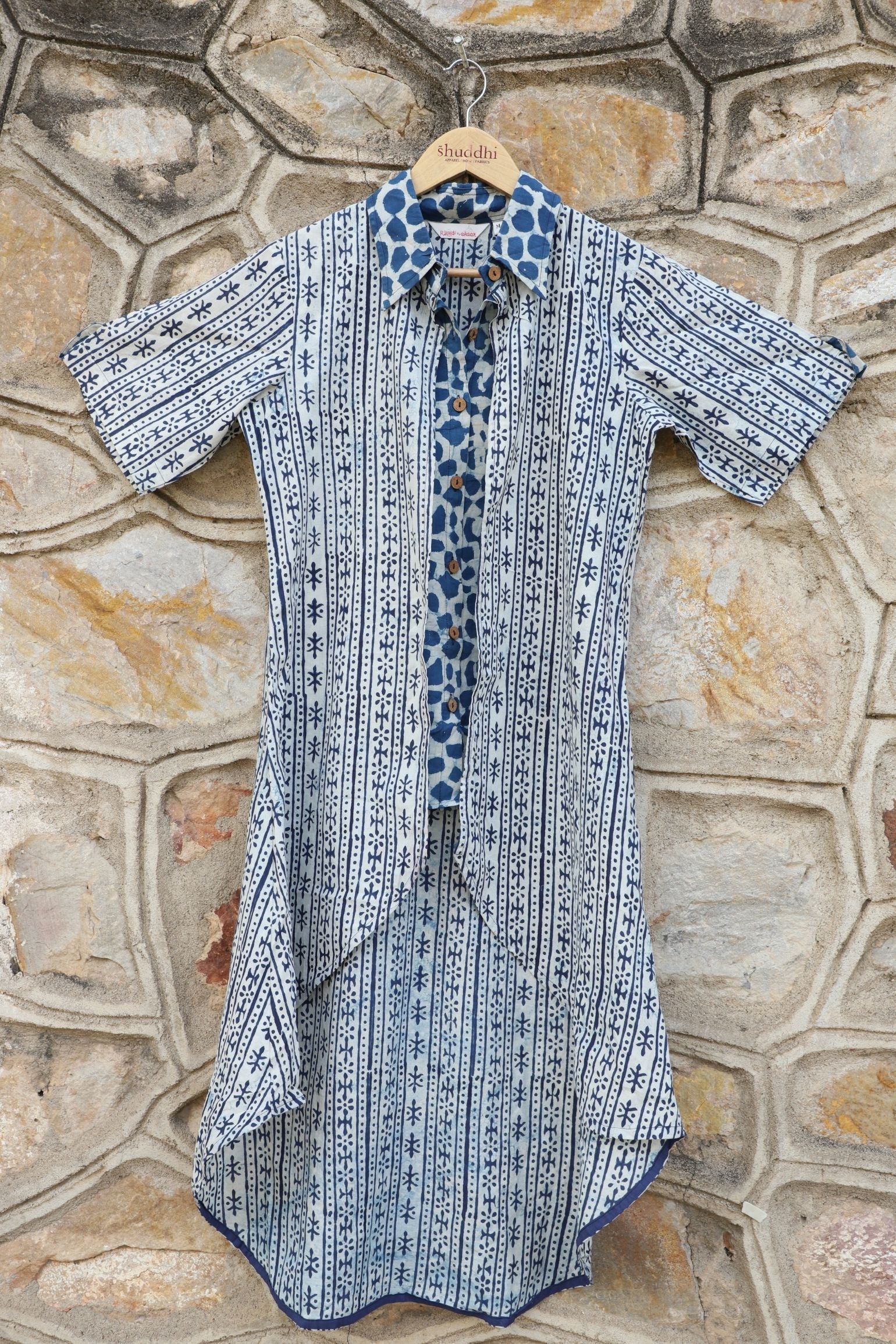Indigo Blue Jacket Style Short Kurta