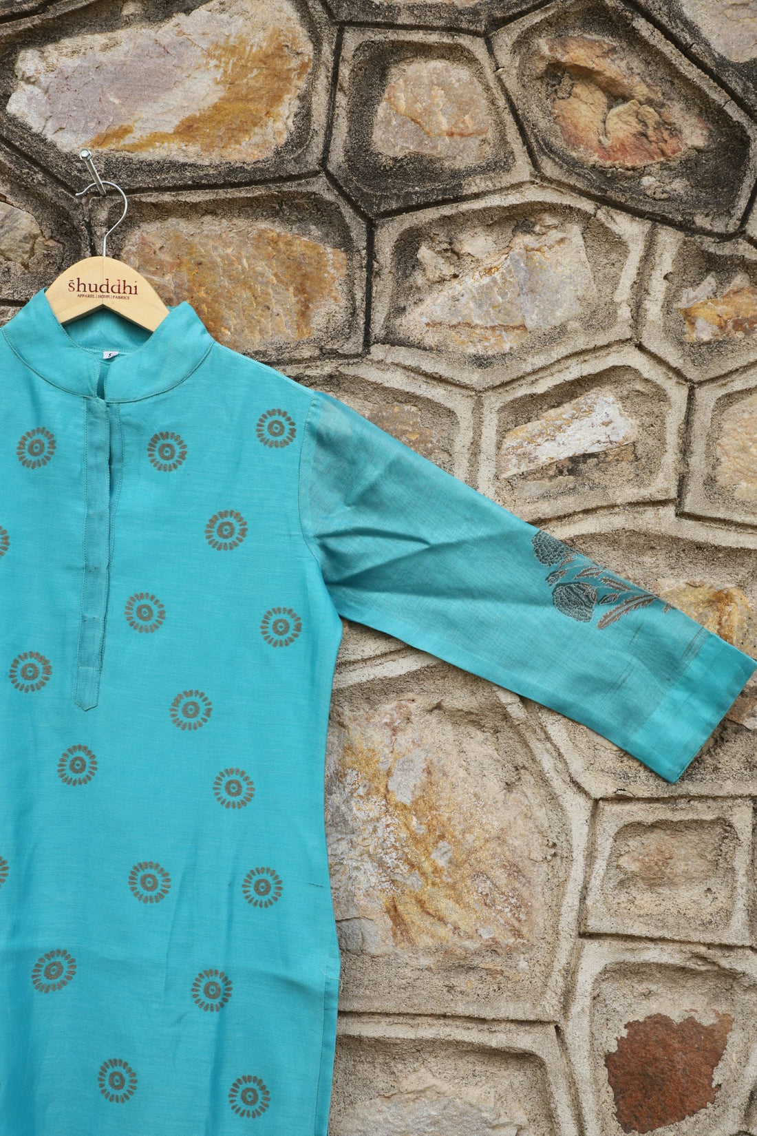 Coral Blue Straight Chanderi Kurta