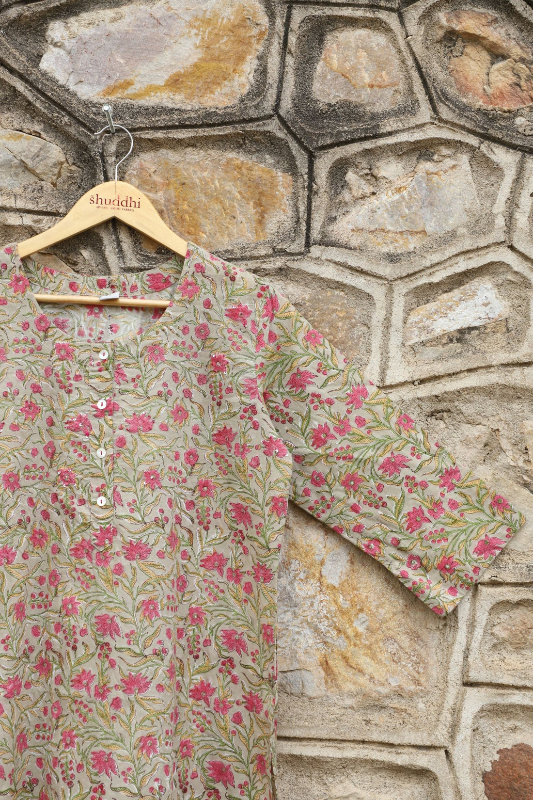 Tea Green With A Combination Of Fuscia Pink