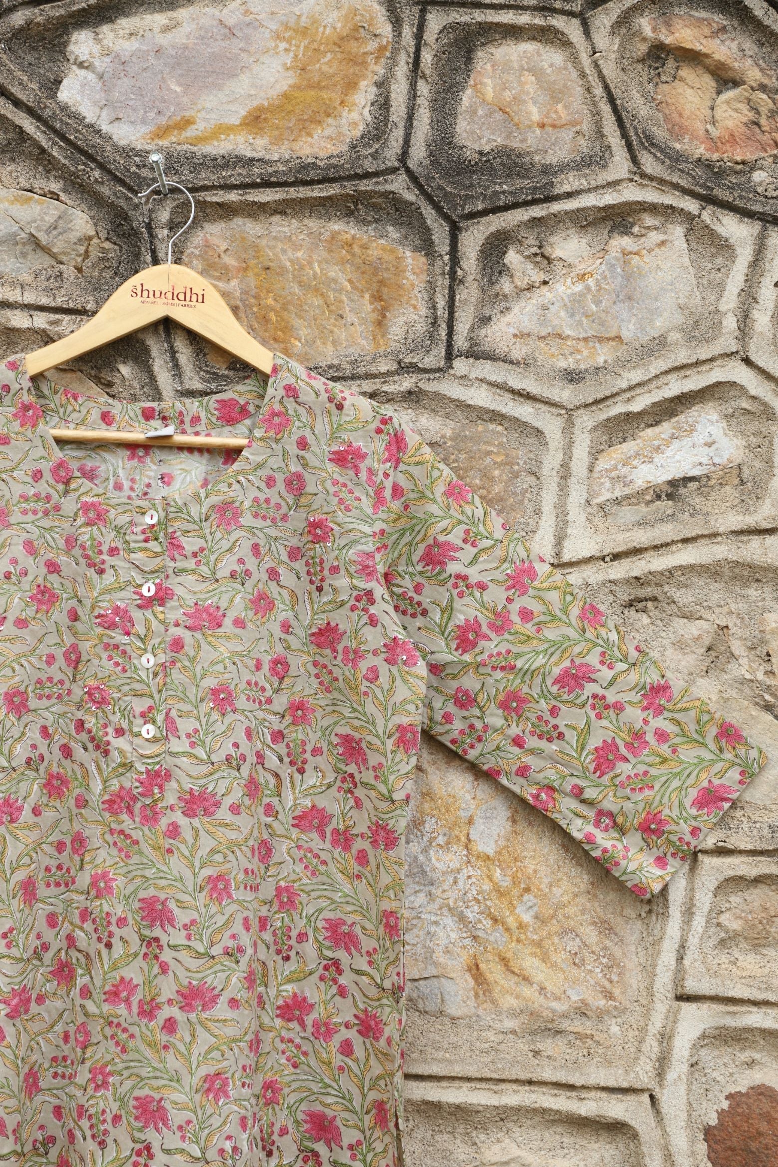 Tea Green With A Combination Of Fuscia Pink
