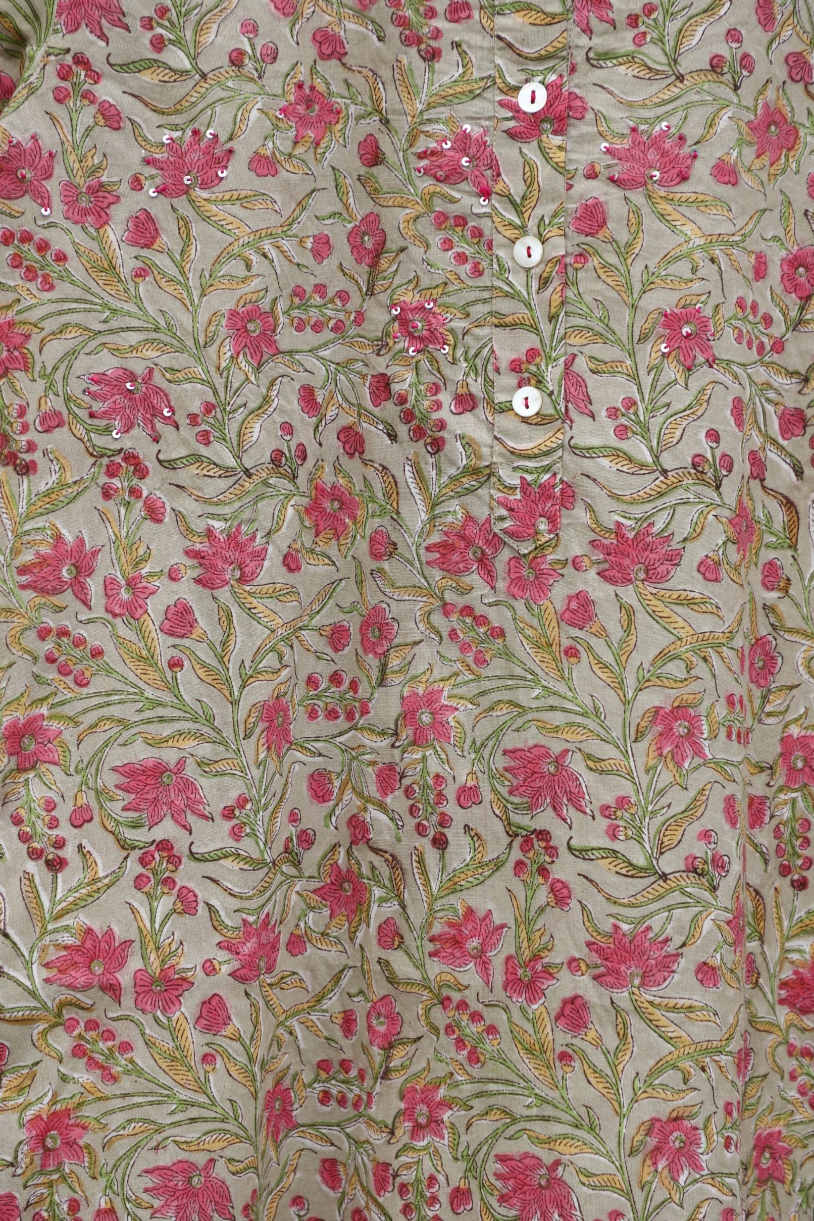 Tea Green With A Combination Of Fuscia Pink
