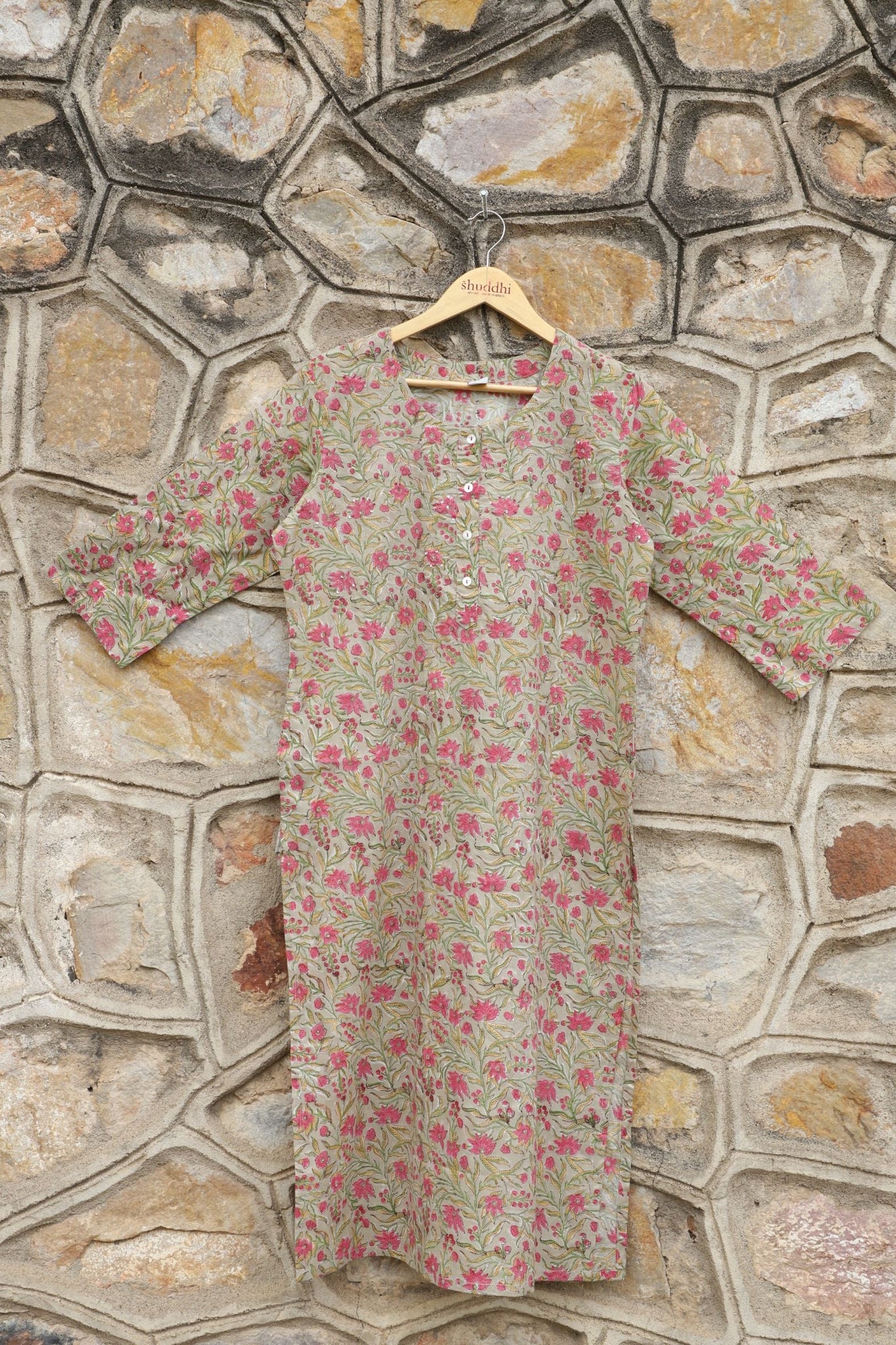 Tea Green With A Combination Of Fuscia Pink