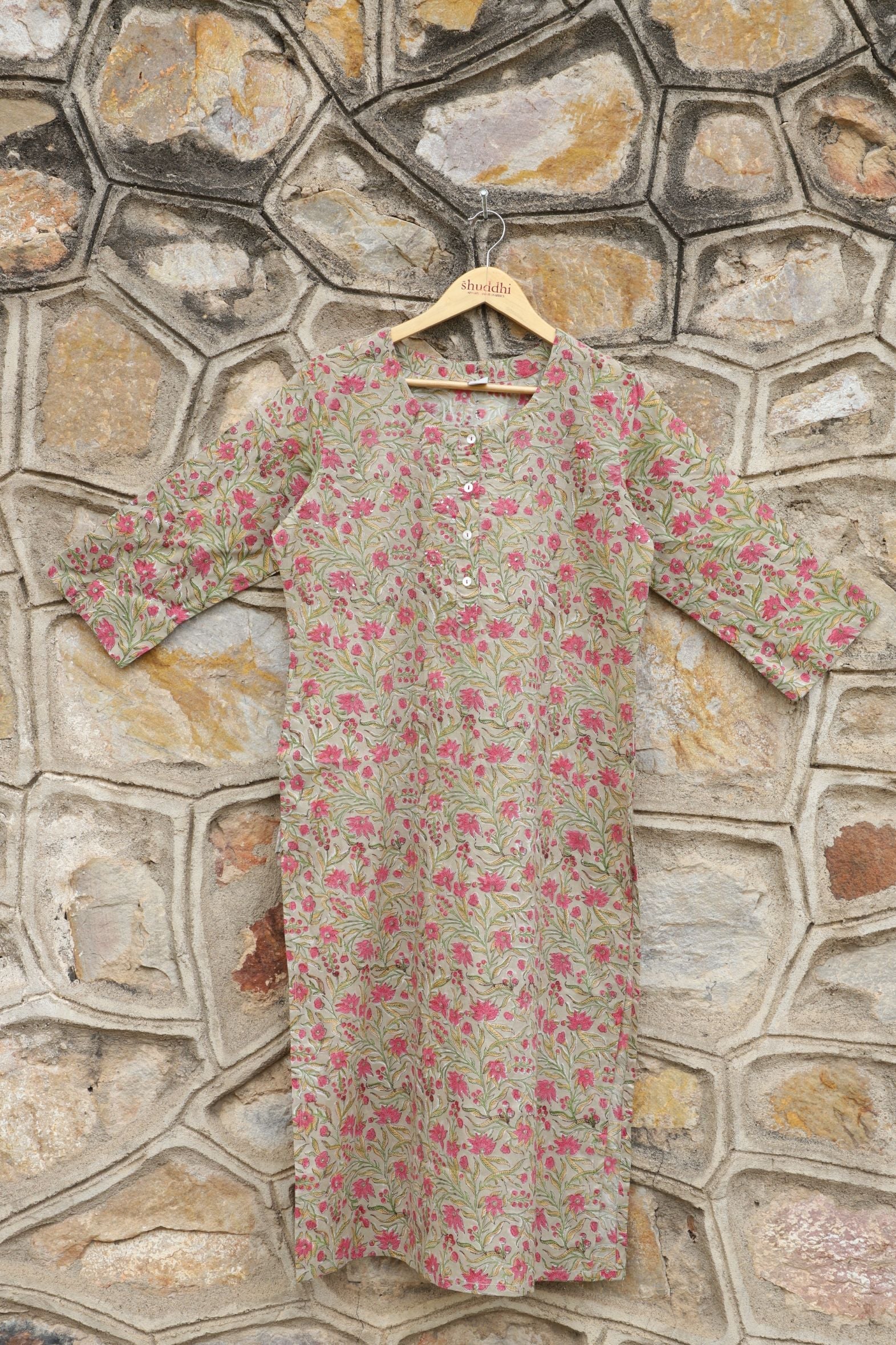 Tea Green With A Combination Of Fuscia Pink