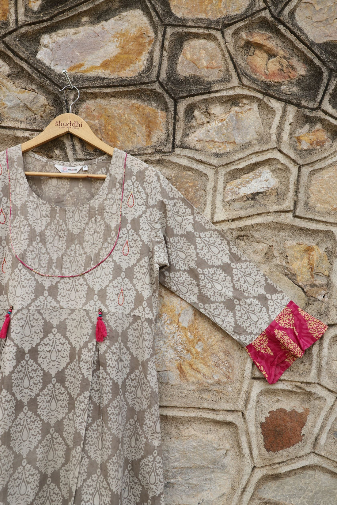 Stone Grey With A Combination Of Fuscia Pink