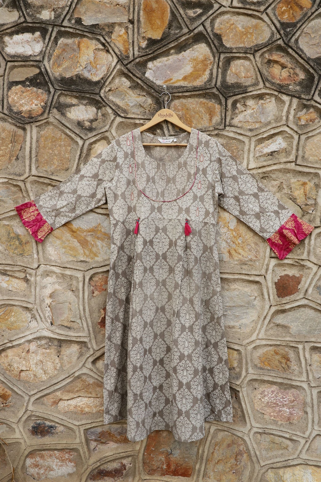 Stone Grey With A Combination Of Fuscia Pink