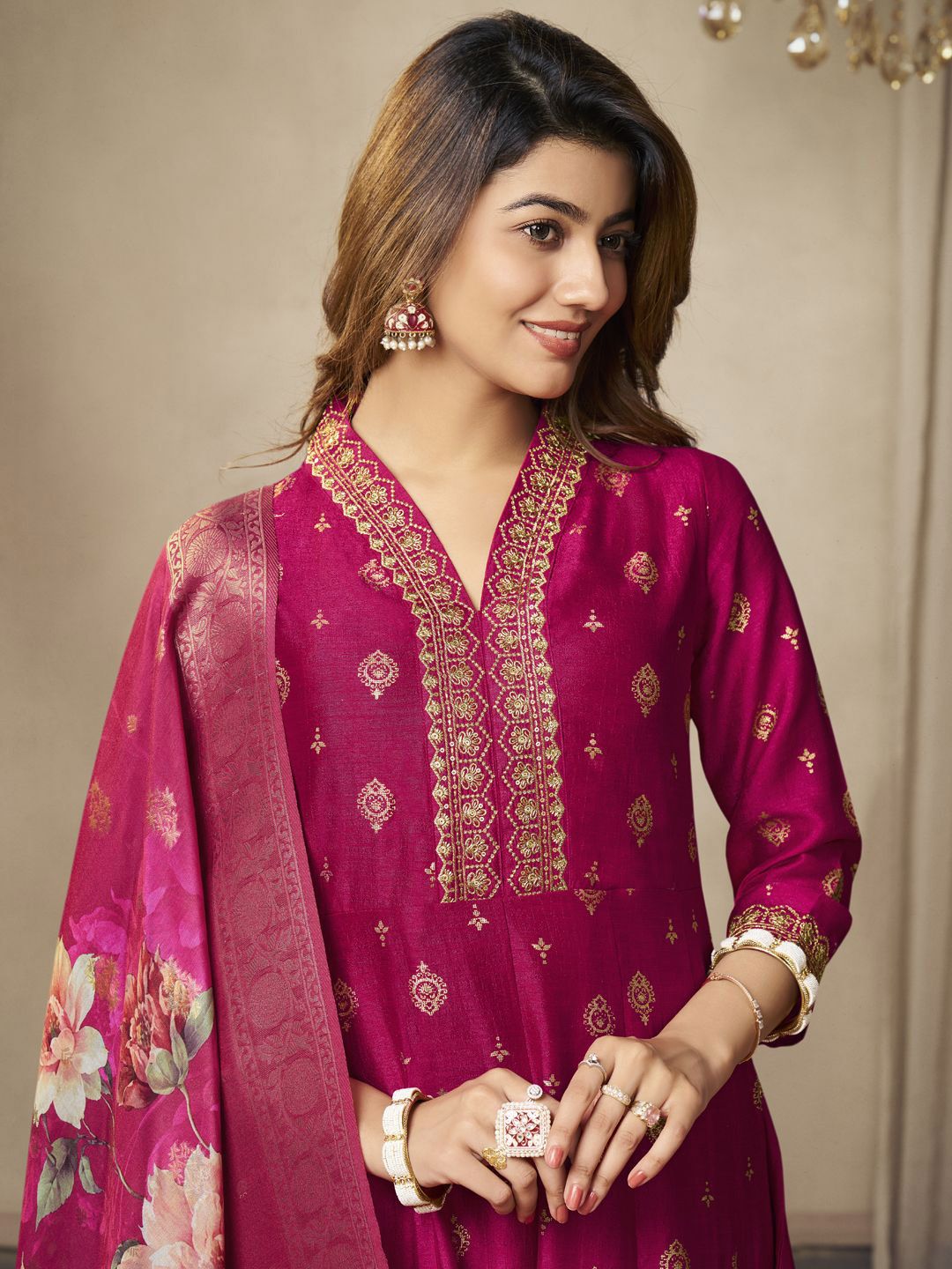 Label khoj Beautiful Anarkali kurta With Pant and Dupatta Set